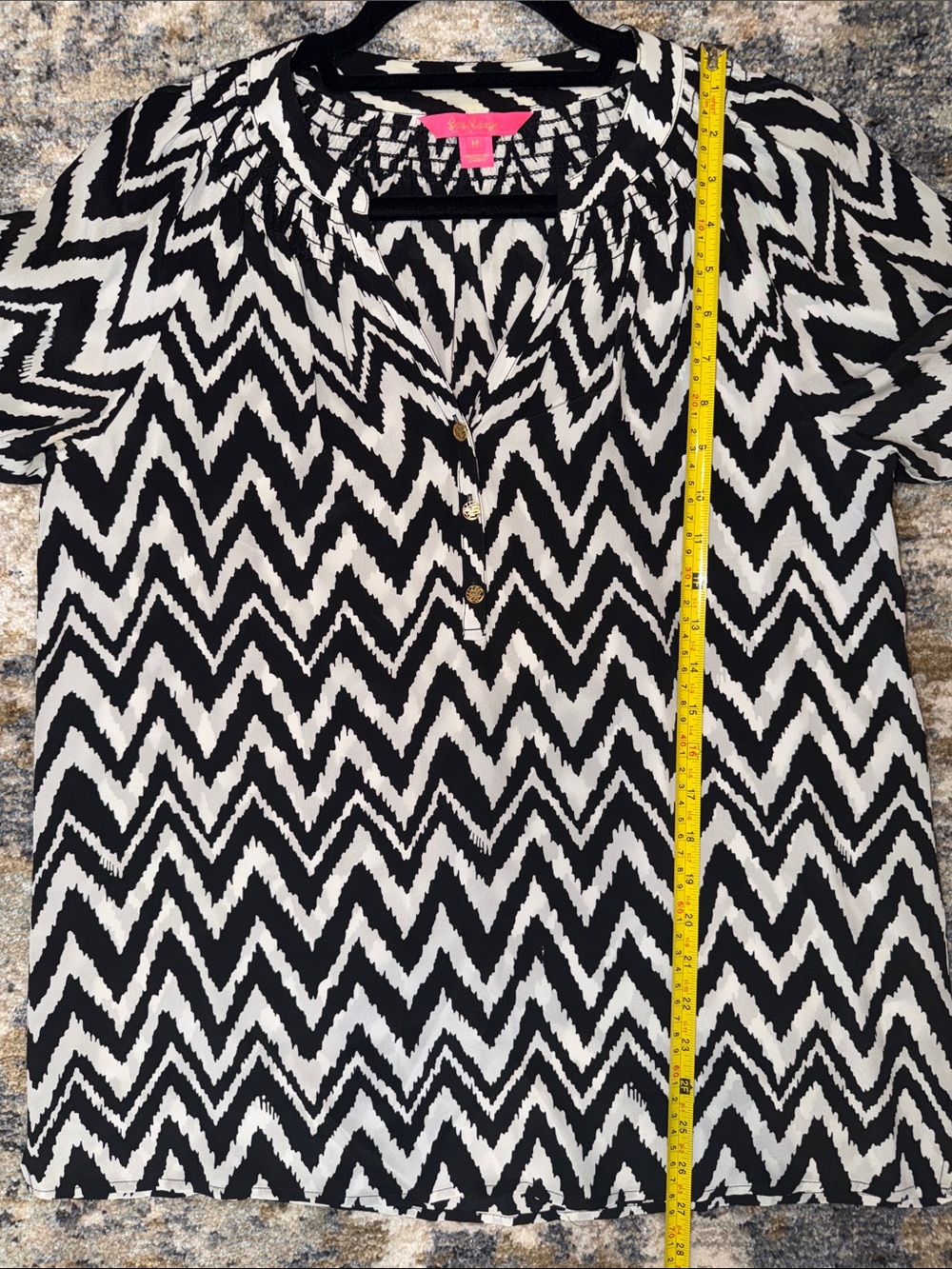 Lilly Pulitzer Black & White Chevron Blouse - Picture 10 of 10